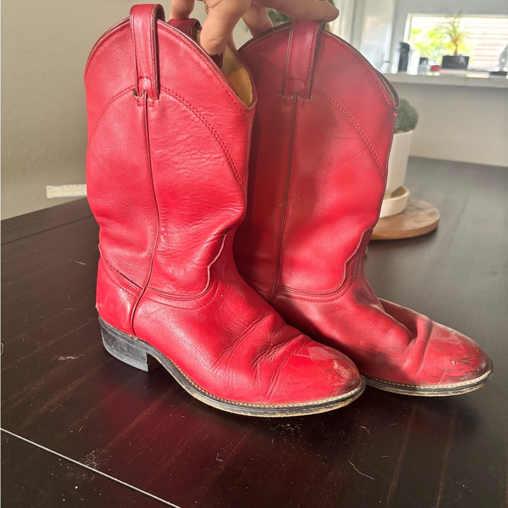Red Leather Cowboy Boots
